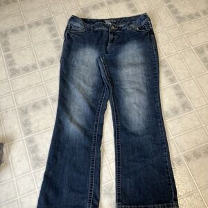 M jeans by Maurices white stitch wide leg blue jeans size 11 / 12 short